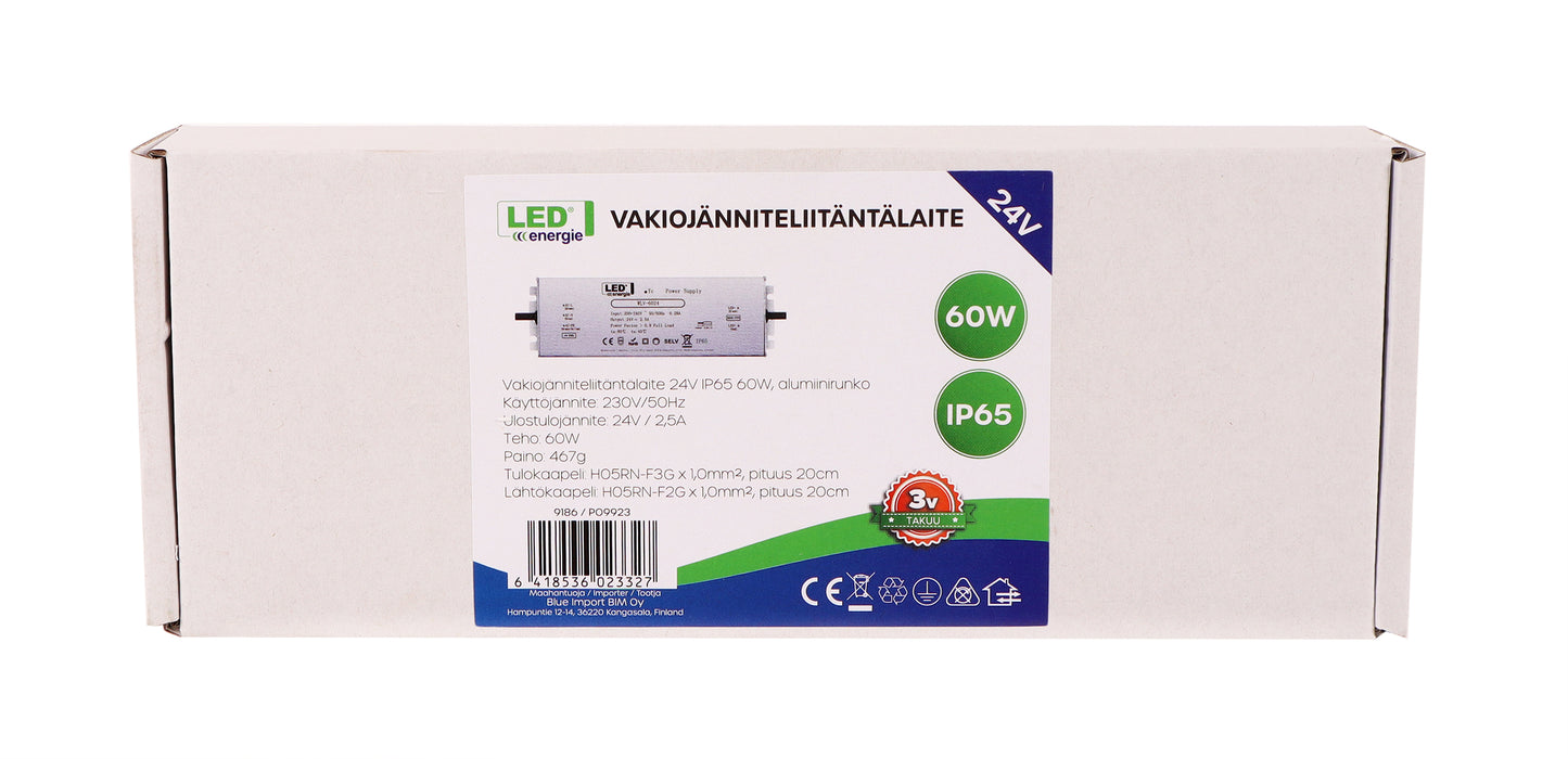 Vakiojännitelähde 24V IP65 60W Led Energie