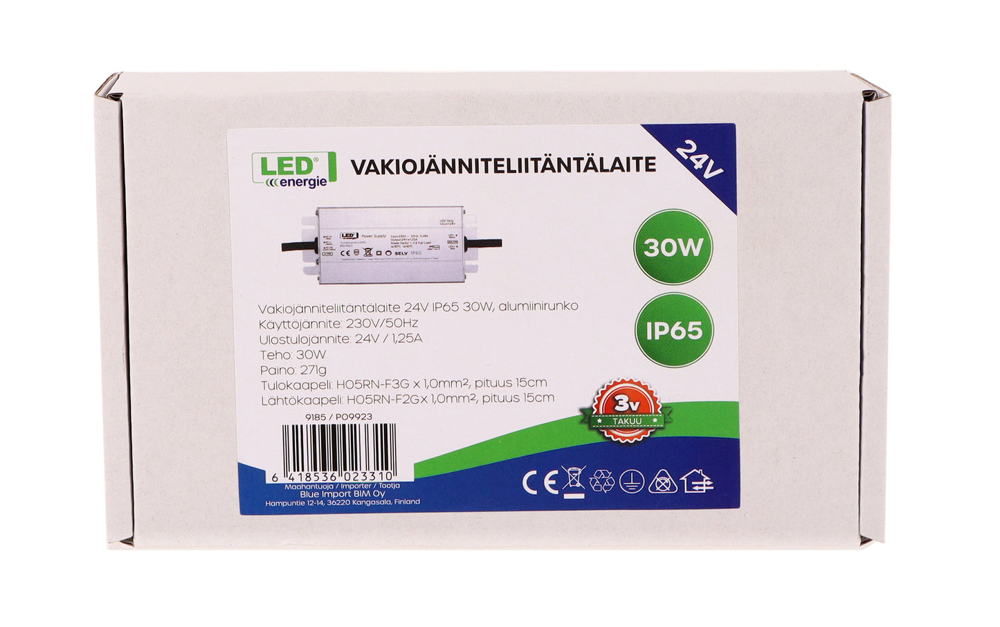 Vakiojännitelähde 24V IP65 30W on/off Led Energie